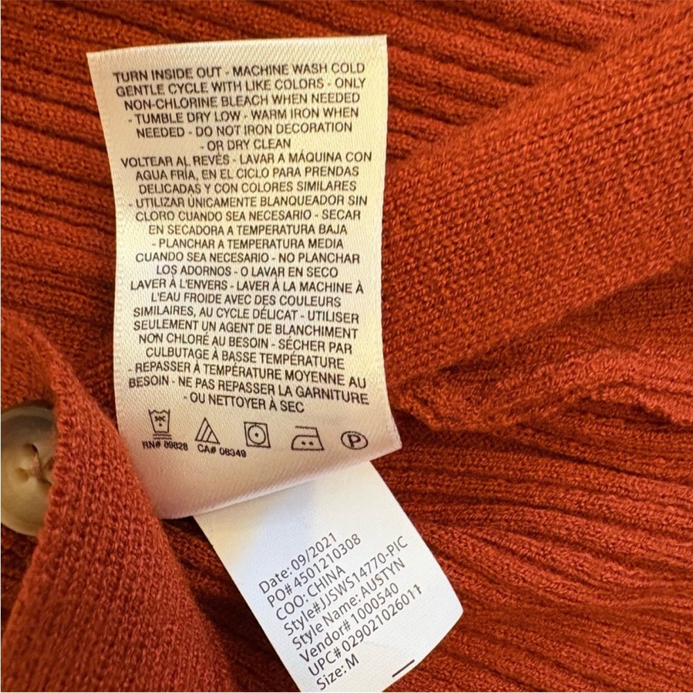 🧡🍂Jessica Simpson Rust Ribbed Midi Button Down Dress🍂🧡 Size Medium - Picture 8 of 10